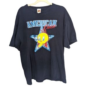 Vintage Loony Tunes Tweety Bird Star American Chick  Woman's Tshirt XL